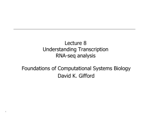 Lecture 8 Understanding Transcription RNA-seq analysis Foundations of Computational Systems Biology