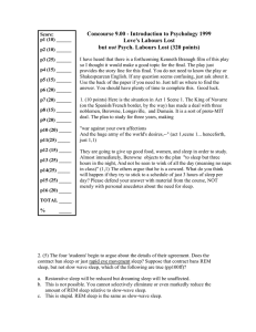 Concourse 9.00 - Introduction to Psychology 1999 Love's Labours Lost not