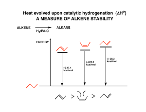 Heat evolved upon catalytic hydrogenation  ( ) ALKANE