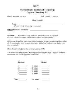 KEY Massachusetts Institute of Technology Organic Chemistry 5.13