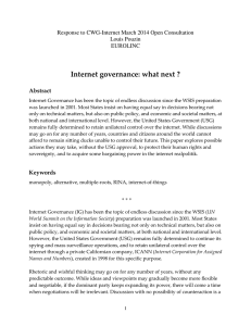Internet governance: what next ? Louis Pouzin