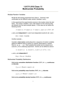 1.017/1.010 Class 11 Multivariate Probability  Multiple Random Variables