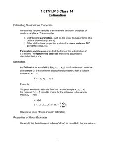 1.017/1.010 Class 14 Estimation  Estimating Distributional Properties