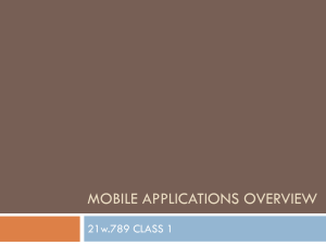 MOBILE APPLICATIONS OVERVIEW 21w.789 CLASS 1