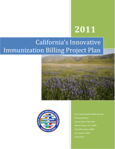 2011 California’s Innovative Immunization Billing Project Plan