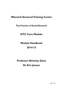 Warwick Doctoral Training Centre DTC Core Module Module Handbook