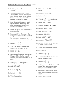 Arithmetic Placement Test Study Guide:  Level 1 ÷