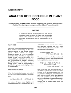 ANALYSIS OF PHOSPHORUS IN PLANT FOOD Experiment 10