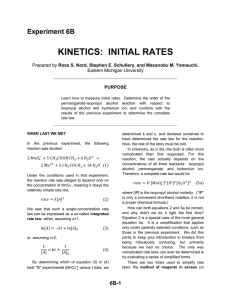 KINETICS:  INITIAL RATES Experiment 6B Ross S. Nord, Stephen E. Schullery