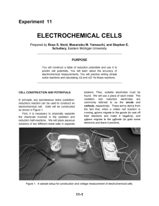 ELECTROCHEMICAL CELLS Experiment  11 Schullery,