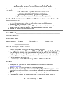 Application for Interprofessional Education Project Funding