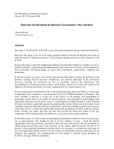 End user involvement in Internet Governance: why and how Abstract