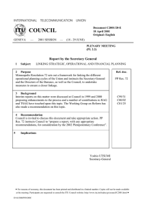 COUNCIL Report by the Secretary General