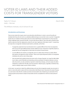 VoTer ID LAWs AnD TheIr ADDeD CosTs For TrAnsgenDer VoTers Taylor n.T.