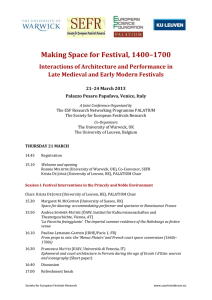 Making Space for Festival, 1400–1700 Interactions of Architecture and Performance in