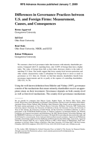 Differences in Governance Practices between U.S. and Foreign Firms: Measurement,