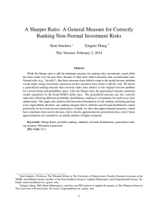 A Sharper Ratio: A General Measure for Correctly Kent Smetters Xingtan Zhang