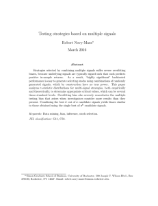 Testing strategies based on multiple signals Robert Novy-Marx March 2016