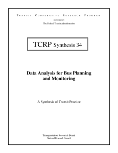TCRP Synthesis 34 Data Analysis for Bus Planning and Monitoring
