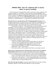 SPRING 2004: 21W.731 What Is Service Learning?
