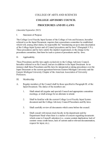 COLLEGE OF ARTS AND SCIENCES COLLEGE ADVISORY COUNCIL PROCEDURES AND BY-LAWS