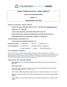 Subject: PhD Microeconomics   Number: EBGN 511 Course Title: Microeconomics