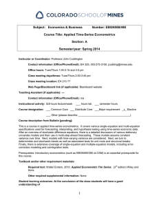 Subject:   Economics &amp; Business     ... Course Title: Applied Time-Series Econometrics