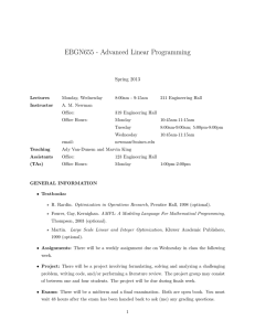 EBGN655 - Advanced Linear Programming Spring 2013