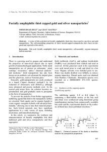 Facially amphiphilic thiol capped gold and silver nanoparticles  SHREEDHAR BHAT