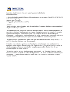 Separation of ethylbenzene from para-xylene by extractive distillation