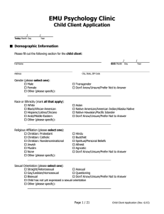 EMU Psychology Clinic Child Client Application  Demographic Information