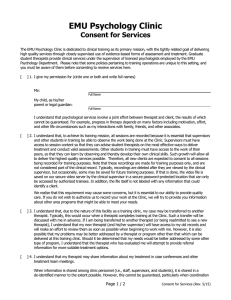 EMU Psychology Clinic Consent for Services