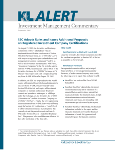 Investment Management Commentary SEC Adopts Rules and Issues Additional Proposals