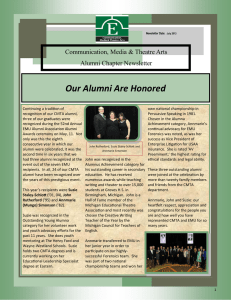 Our Alumni Are Honored Communication, Media &amp; Theatre Arts Alumni Chapter Newsletter