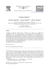 Comovement ARTICLE IN PRESS Nicholas Barberis , Andrei Shleifer