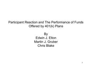 Participant Reaction and The Performance of Funds Offered by 401(k) Plans By