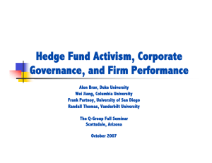 Hedge Fund Activism, Corporate Governance, and Firm Performance