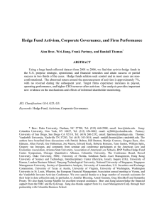 Hedge Fund Activism, Corporate Governance, and Firm Performance  ABSTRACT