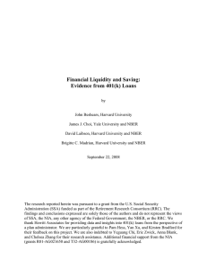 Financial Liquidity and Saving: Evidence from 401(k) Loans