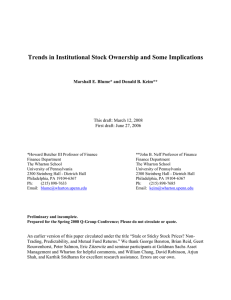 Trends in Institutional Stock Ownership and Some Implications