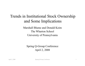 Trends in Institutional Stock Ownership d S I li ti
