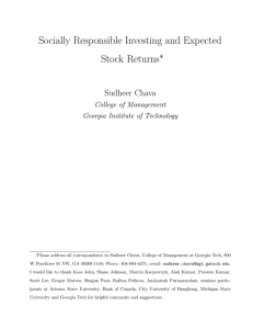 Socially Responsible Investing and Expected Stock Returns ∗ Sudheer Chava