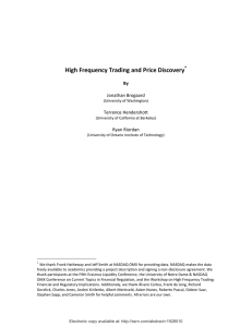 High Frequency Trading and Price Discovery  By Jonathan Brogaard