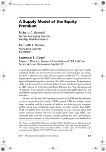 A Supply Model of the Equity Premium Richard C. Grinold Kenneth F. Kroner
