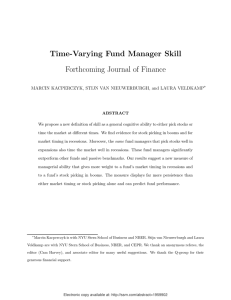 Time-Varying Fund Manager Skill Forthcoming Journal of Finance