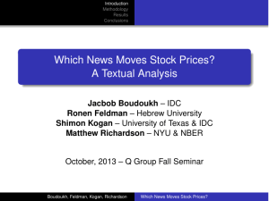 Which News Moves Stock Prices? A Textual Analysis Jacbob Boudoukh Ronen Feldman