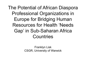 The Potential of African Diaspora Professional Organizations in Europe for Bridging Human