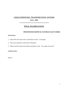 FINAL EXAMINATION 1.221J/11.527J/ESD.201J  TRANSPORTATION  SYSTEMS FALL  2003