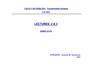 LECTURES  2 &amp; 3 DISPLAYS SPEAKER:  Joseph M. Sussman MIT