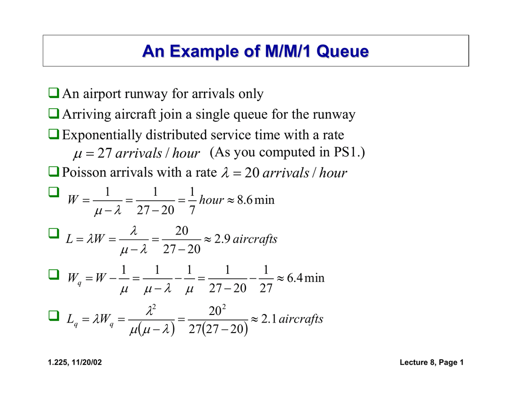An Example of M/M/1 Queue